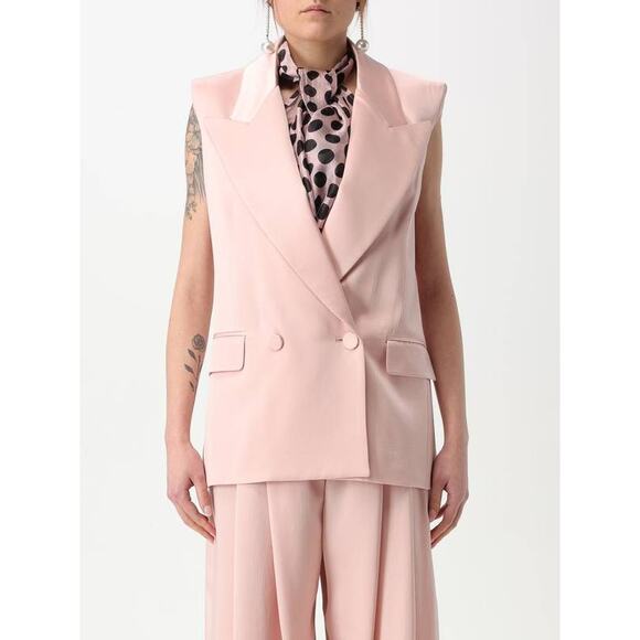 Nina Ricci Crepe Satin Double Breasted Sleeveless Jacket in Blush 38 US  6 - Picture 1 of 3